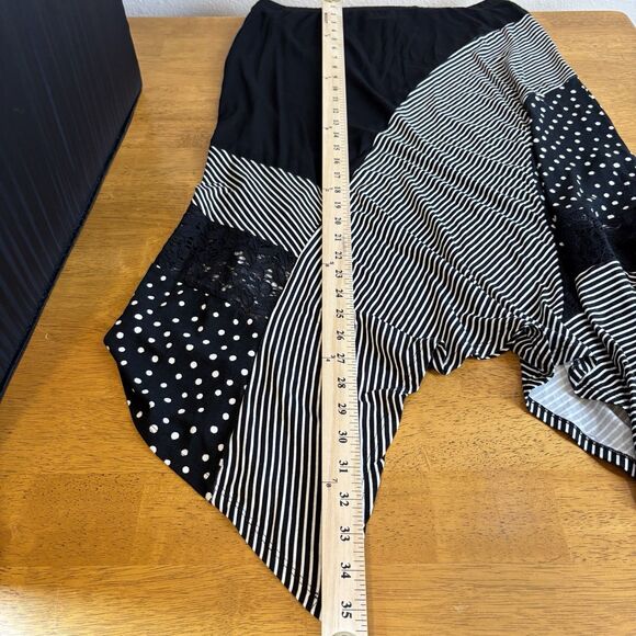 Chicos 1 Pieced Dots Stripe Hanky Hem Maxi‎ Skirt Womens US sz 8 Black White NWT - Picture 11 of 11